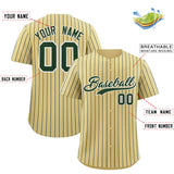 Custom Khaki White Tricolor Stripe Fashion Authentic Baseball Jersey