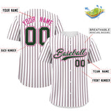 Custom White Pink Tricolor Stripe Fashion Authentic Baseball Jersey