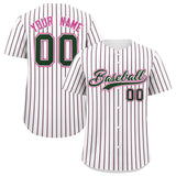 Custom White Pink Tricolor Stripe Fashion Authentic Baseball Jersey