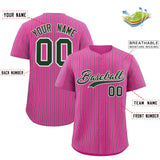 Custom Pink White Tricolor Stripe Fashion Authentic Baseball Jersey