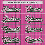 Custom Pink White Tricolor Stripe Fashion Authentic Baseball Jersey