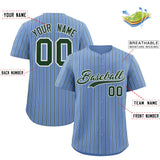 Custom Light Blue White Tricolor Stripe Fashion Authentic Baseball Jersey