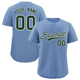 Custom Light Blue White Tricolor Stripe Fashion Authentic Baseball Jersey