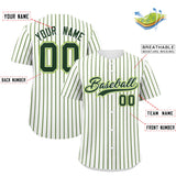 Custom White Neon Green Tricolor Stripe Fashion Authentic Baseball Jersey