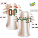 Custom White Kelly Green Tricolor Stripe Fashion Authentic Baseball Jersey