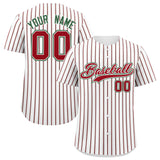 Custom White Kelly Green Tricolor Stripe Fashion Authentic Baseball Jersey