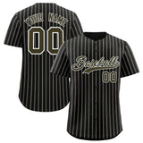 Custom Black White Tricolor Stripe Fashion Authentic Baseball Jersey