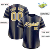 Custom Navy White Tricolor Stripe Fashion Authentic Baseball Jersey