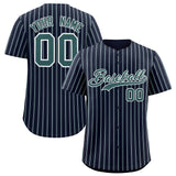 Custom Navy White Tricolor Stripe Fashion Authentic Baseball Jersey