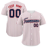 Custom White Navy Tricolor Stripe Fashion Authentic Baseball Jersey