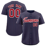 Custom Navy White Tricolor Stripe Fashion Authentic Baseball Jersey