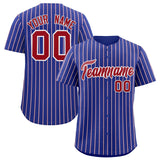 Custom Royal White Tricolor Stripe Fashion Authentic Baseball Jersey