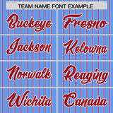 Custom Powder Blue White Tricolor Stripe Fashion Authentic Baseball Jersey