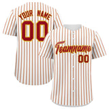 Custom White Gold Tricolor Stripe Fashion Authentic Baseball Jersey