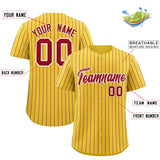 Custom Gold White Tricolor Stripe Fashion Authentic Baseball Jersey