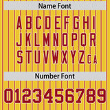 Custom Gold White Tricolor Stripe Fashion Authentic Baseball Jersey