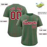 Custom Kelly Green White Tricolor Stripe Fashion Authentic Baseball Jersey