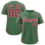 Custom Kelly Green White Tricolor Stripe Fashion Authentic Baseball Jersey