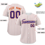 Custom White Purple Tricolor Stripe Fashion Authentic Baseball Jersey
