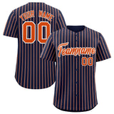 Custom Navy White Tricolor Stripe Fashion Authentic Baseball Jersey