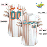Custom White Aqua Tricolor Stripe Fashion Authentic Baseball Jersey
