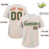 Custom White Kelly Green Tricolor Stripe Fashion Authentic Baseball Jersey