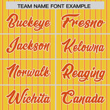 Custom Gold White Tricolor Stripe Fashion Authentic Baseball Jersey