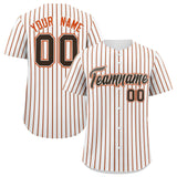 Custom White Brown Tricolor Stripe Fashion Authentic Baseball Jersey