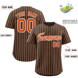 Custom Brown White Tricolor Stripe Fashion Authentic Baseball Jersey