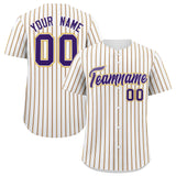 Custom White Purple Tricolor Stripe Fashion Authentic Baseball Jersey