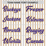 Custom White Purple Tricolor Stripe Fashion Authentic Baseball Jersey