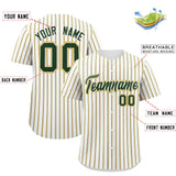 Custom White Green Tricolor Stripe Fashion Authentic Baseball Jersey