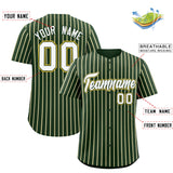 Custom Green Gold Tricolor Stripe Fashion Authentic Baseball Jersey