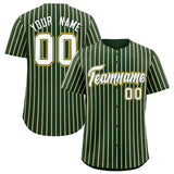 Custom Green Gold Tricolor Stripe Fashion Authentic Baseball Jersey
