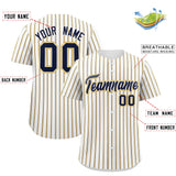 Custom White Navy Tricolor Stripe Fashion Authentic Baseball Jersey