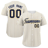 Custom White Navy Tricolor Stripe Fashion Authentic Baseball Jersey