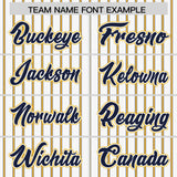 Custom White Navy Tricolor Stripe Fashion Authentic Baseball Jersey