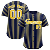 Custom Navy White Tricolor Stripe Fashion Authentic Baseball Jersey