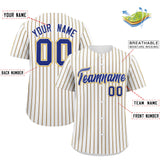Custom White Royal Tricolor Stripe Fashion Authentic Baseball Jersey
