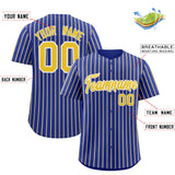 Custom Royal White Tricolor Stripe Fashion Authentic Baseball Jersey