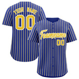 Custom Royal White Tricolor Stripe Fashion Authentic Baseball Jersey