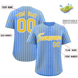 Custom Powder Blue White Tricolor Stripe Fashion Authentic Baseball Jersey