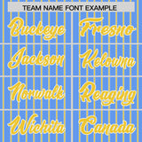 Custom Powder Blue White Tricolor Stripe Fashion Authentic Baseball Jersey