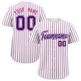Custom White Purple Tricolor Stripe Fashion Authentic Baseball Jersey