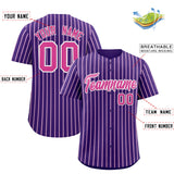 Custom Purple White Tricolor Stripe Fashion Authentic Baseball Jersey
