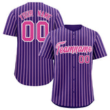 Custom Purple White Tricolor Stripe Fashion Authentic Baseball Jersey