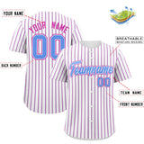 Custom White Powder Blue Tricolor Stripe Fashion Authentic Baseball Jersey
