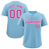Custom Sky Blue White Tricolor Stripe Fashion Authentic Baseball Jersey