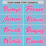 Custom Sky Blue White Tricolor Stripe Fashion Authentic Baseball Jersey