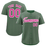 Custom Kelly Green White Tricolor Stripe Fashion Authentic Baseball Jersey